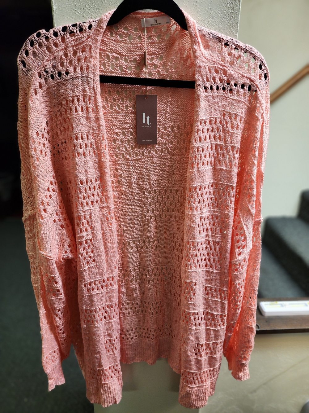 Hotouch NWT Coral Pink Women's Knit Cardigan Sweater